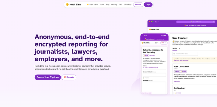 Hush Line review: An accessible whistleblowing platform for journalists and lawyers alike